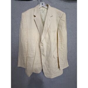 Irvine Park Blazer Men's 48 Cream Silk Sport Coat Ivory Herringbone Classic Vtg